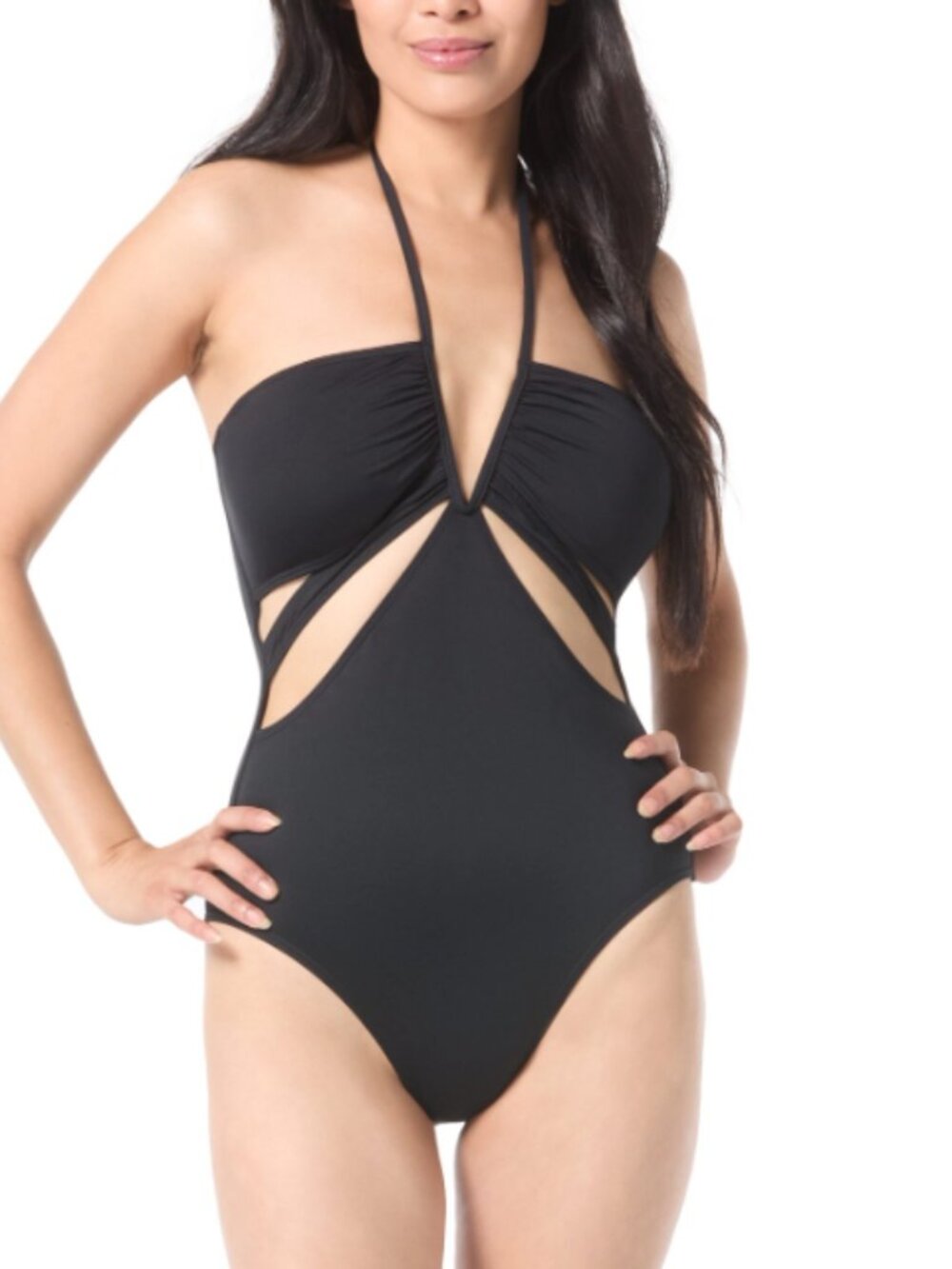 Vince Camuto Women's V-Wire Cut-Out One Piece Swimsuit  Black Size 8 12302